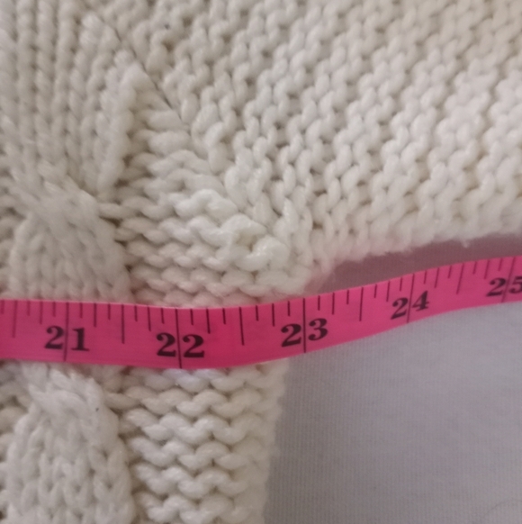 Divided Wool Blend Classic Cable Knit Fisherman White Cardigan Elbow Patches L - Picture 5 of 9